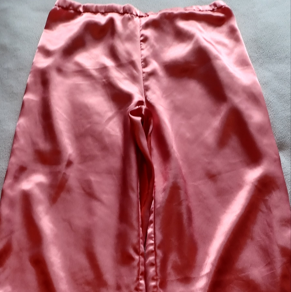 Peach silk pajama capris